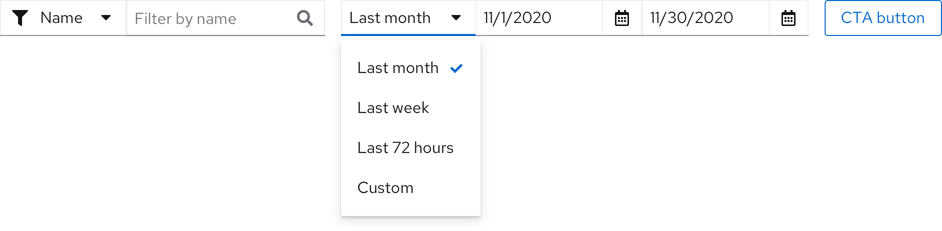 Example of date picker in toolbar filter group - two liner